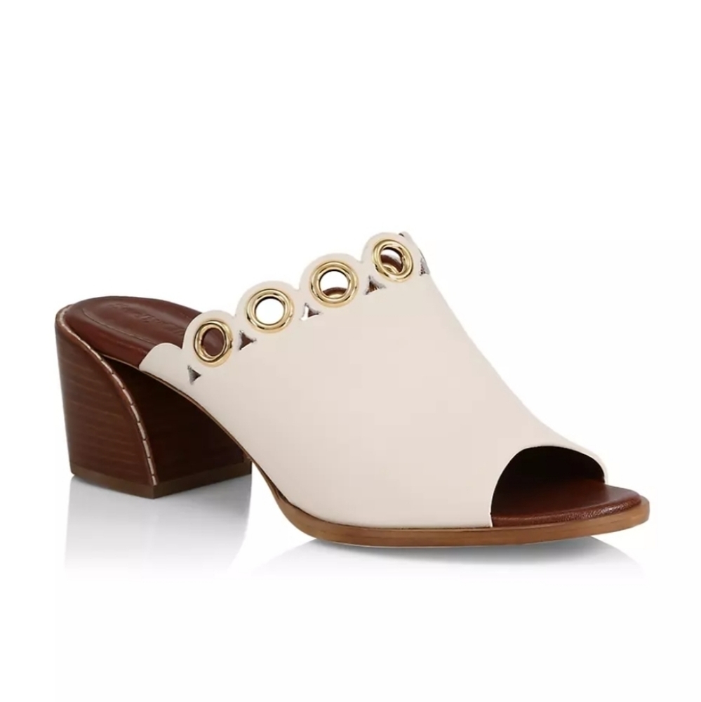 See by Chloe Steffi Grommet Leather Mules Size